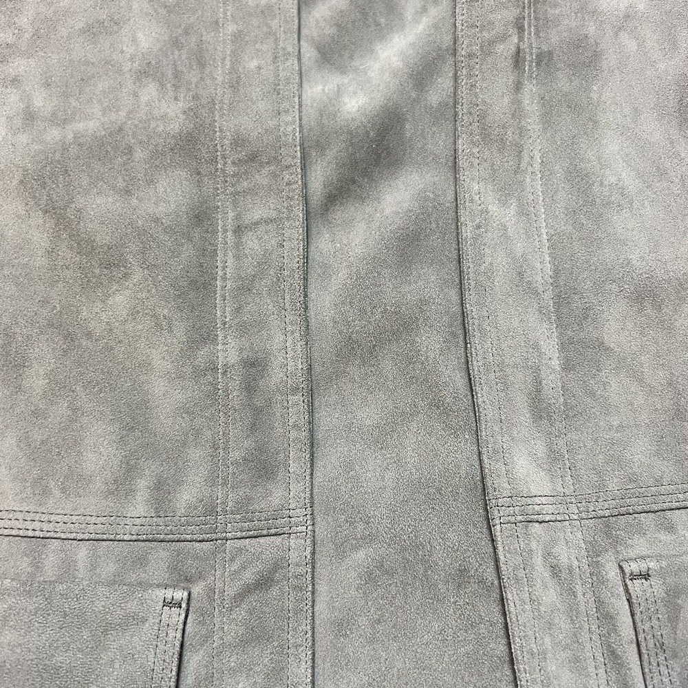 VINCE Vest Nubuck 100% Lamb Leather Genuine Cap Sleeve Grey Zip Front Women's XS - Picture 2 of 12